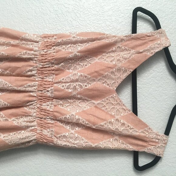 Pink Lace Dress Boho V-neck A-line Small American Rag Sleevless - Picture 14 of 15